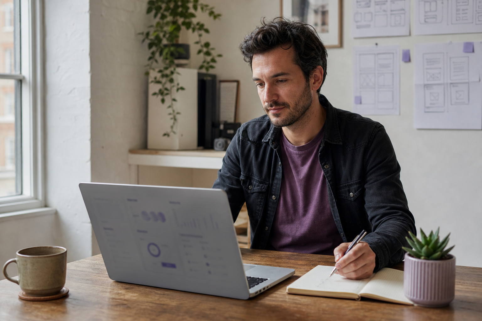 Independent web agency owner reviewing client website inquiries